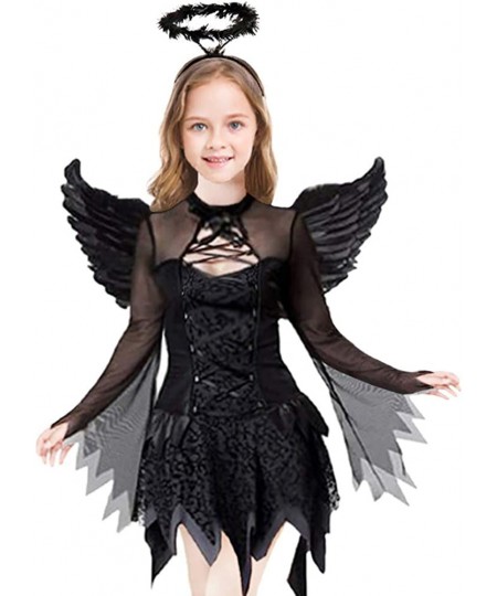 Girls Fallen Angle Costume Black Fancy Party Dress with Headband and Wings $32.61 - Kids' Costumes