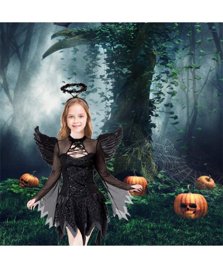 Girls Fallen Angle Costume Black Fancy Party Dress with Headband and Wings $32.61 - Kids' Costumes