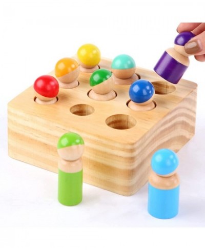 Montessori Toys for Toddlers Wooden Rainbow Peg Dolls Shapes Sorting Toys 9 Wood People Figures Cylinder Blocks Preschool Lea...