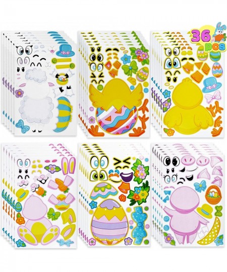 36 Pieces Easter Make A Face Animal Stickers with Easter Egg Themed Mix and Match Make Your Own Stickers with Easter Bunny Eg...