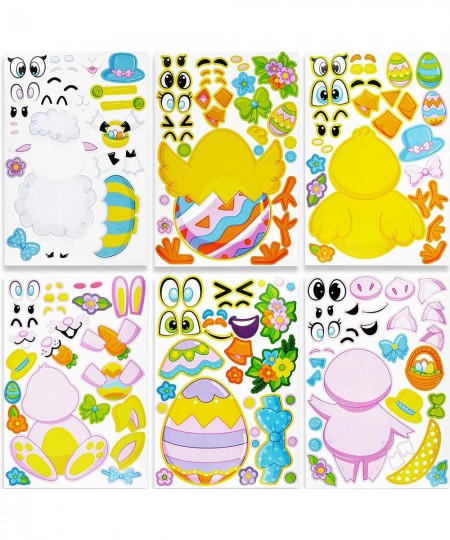 36 Pieces Easter Make A Face Animal Stickers with Easter Egg Themed Mix and Match Make Your Own Stickers with Easter Bunny Eg...