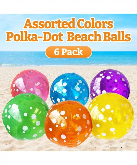 Beach Balls Bulk – Polka Dot Beach Balls for Kids & Adults – 6 Beach Balls Dozen in 6 Colors – Inflatable Beach Ball Pack – F...