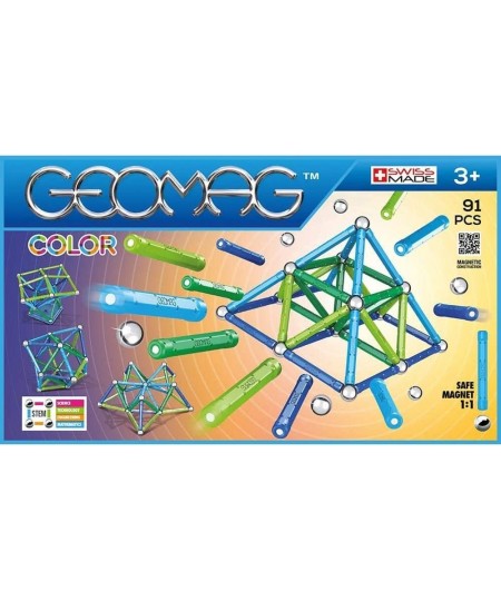 COLOR - 91-Piece Magnetic Building Set Certified STEM Construction Toy Safe for Ages 3 and Up $85.59 - Toy Magnetic Building ...