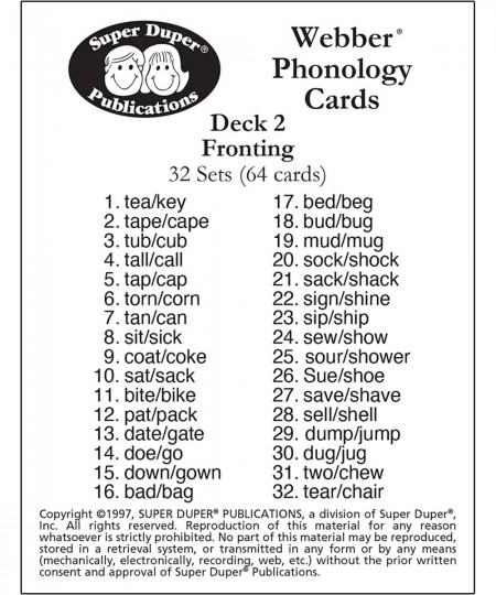 | Webber? Illustrated Phonology Fronting Minimal Pair Card Deck | Educational Learning Resource for Children $31.61 - Electro...