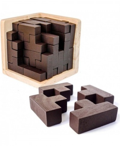 Wooden Brain Teaser Puzzle Cube Wooden Puzzles T-Shaped Jigsaw Logic Puzzle Educational Toy for Kids and Adults (Wine) $19.21...