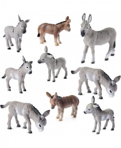 9 Pcs Donkey Figurine Small Donkey Toy Party Favors Animal Figurine PVC Realistic Farm Toys Simulated Model Little Preschool ...