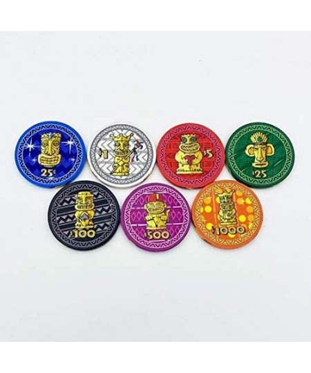 Tiki Kings Poker Chip Sample Set 7 Ceramic Chips with Denominations $20.97 - Casino Equipment