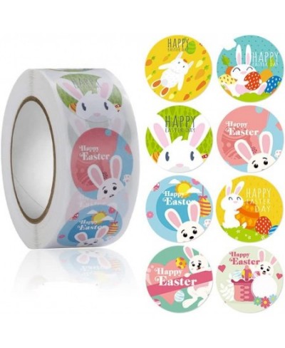 500pcs Easter Stickers Happy Easter Egg Bunny Roll Sticker Round Waterproof Holiday Sticker for Kids Easter Decorations Wall ...