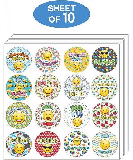 Emoji Teacher Grading Stickers (10-Sheet) - Assorted Designs for Children - Classroom Reward Incentives for Students - Stocki...