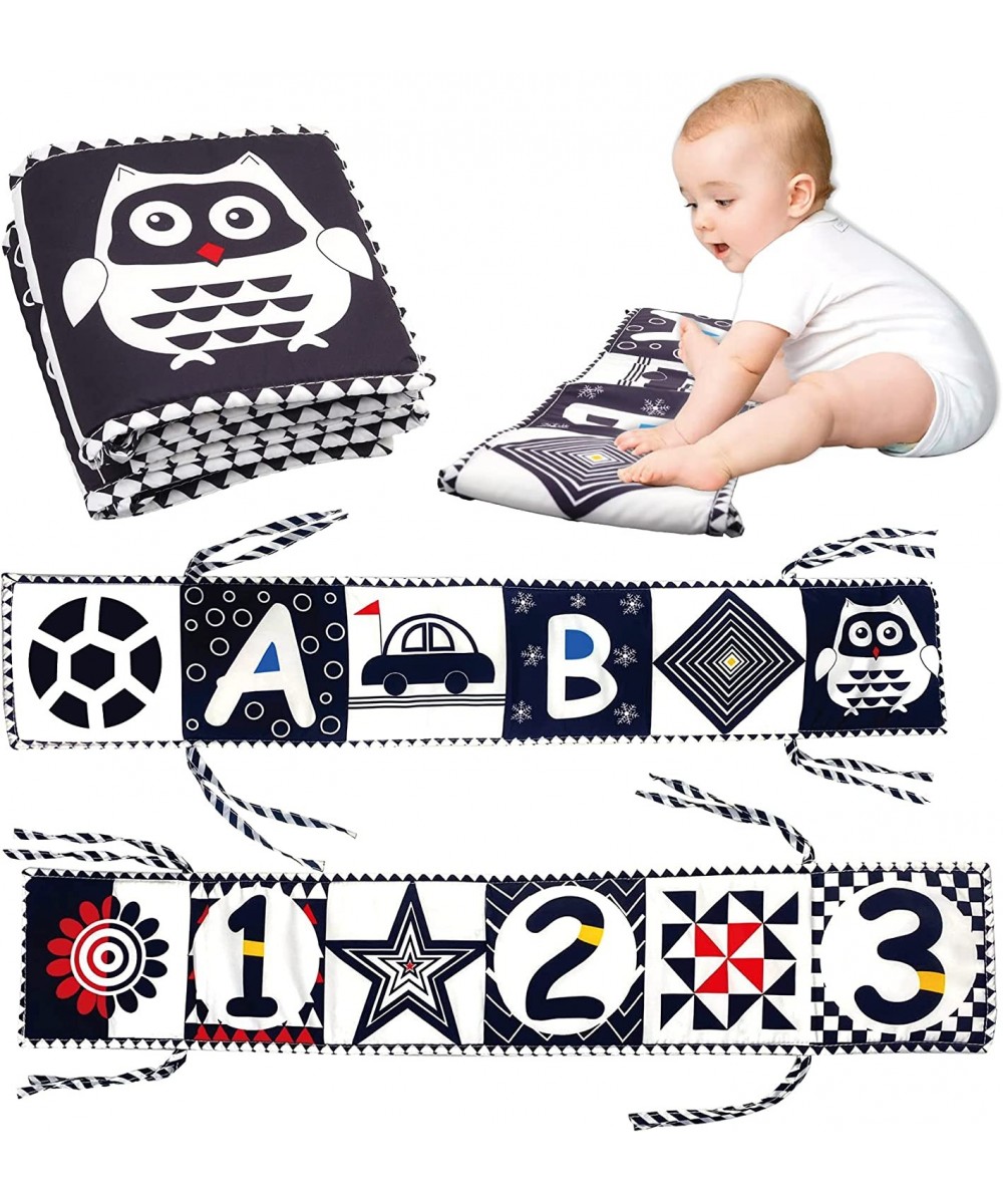 Black and White High Contrast Baby Soft Crinkle Books Toys - Montessori Infant Tummy Time Sensory Brain Development Cloth Boo...