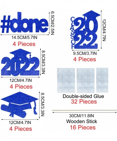 16 Pieces Blue Glitter 2023 Graduation Party Centerpiece Sticks Class of 2023 Done Graduation Cap Diploma Table Toppers 2023 ...