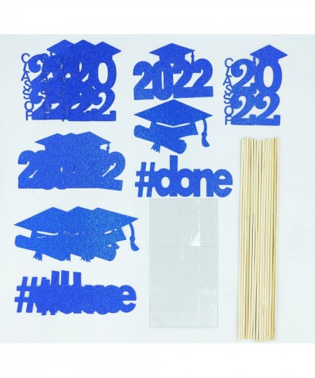 16 Pieces Blue Glitter 2023 Graduation Party Centerpiece Sticks Class of 2023 Done Graduation Cap Diploma Table Toppers 2023 ...