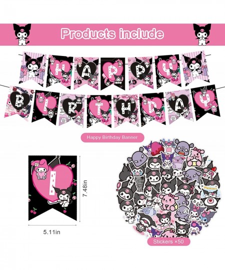 Kuromi Party Decorations Birthday Party Supplies For Kuromi Party Supplies Includes Banner - Cake Topper - 12 Cupcake Toppers...