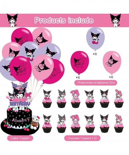 Kuromi Party Decorations Birthday Party Supplies For Kuromi Party Supplies Includes Banner - Cake Topper - 12 Cupcake Toppers...