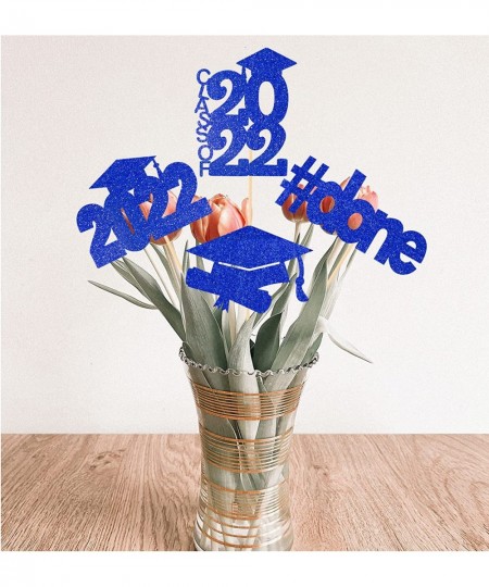 16 Pieces Blue Glitter 2023 Graduation Party Centerpiece Sticks Class of 2023 Done Graduation Cap Diploma Table Toppers 2023 ...