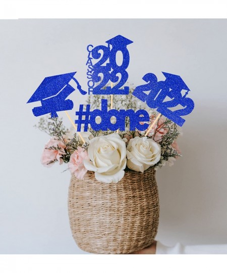 16 Pieces Blue Glitter 2023 Graduation Party Centerpiece Sticks Class of 2023 Done Graduation Cap Diploma Table Toppers 2023 ...