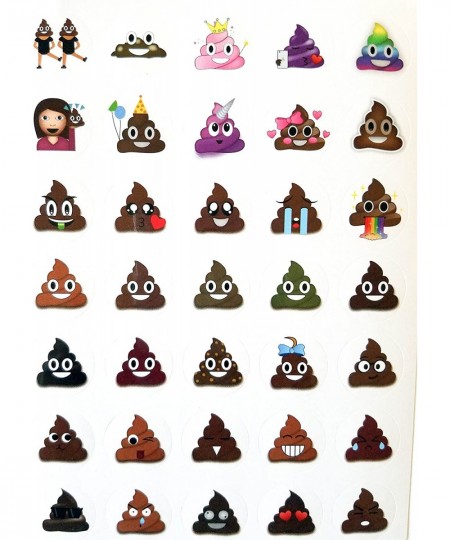 Poop Emoji Sticker Sheet Party Favor 24 Pack (576 Stickers) Poo Set. Potty Training Journal Favors Office Teachers Scrapbooki...