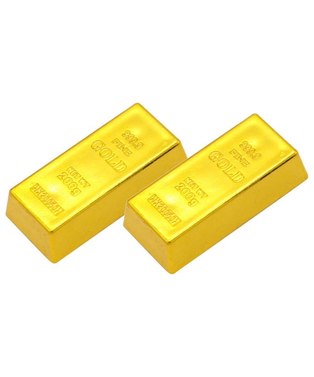 2Pcs Fake Gold Bar Fake Golden Brick Replica Gold Bar Bullion Gold Bar Decorations Realistic Gold Bar Brick Prop Movie Prop N...