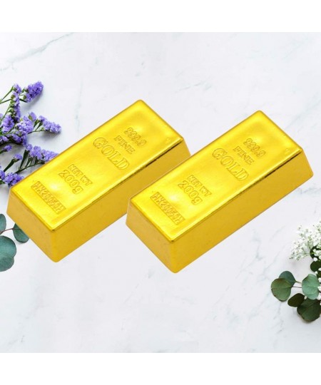 2Pcs Fake Gold Bar Fake Golden Brick Replica Gold Bar Bullion Gold Bar Decorations Realistic Gold Bar Brick Prop Movie Prop N...