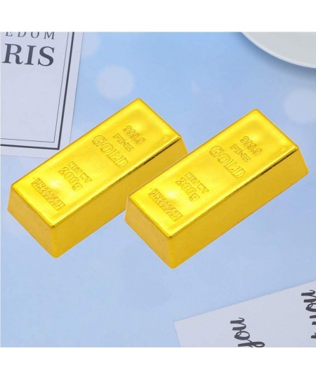 2Pcs Fake Gold Bar Fake Golden Brick Replica Gold Bar Bullion Gold Bar Decorations Realistic Gold Bar Brick Prop Movie Prop N...