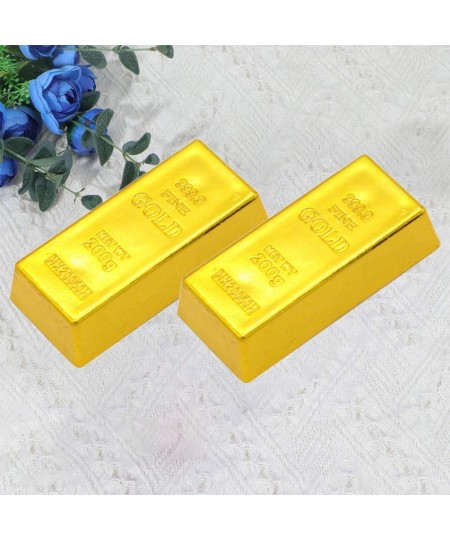 2Pcs Fake Gold Bar Fake Golden Brick Replica Gold Bar Bullion Gold Bar Decorations Realistic Gold Bar Brick Prop Movie Prop N...