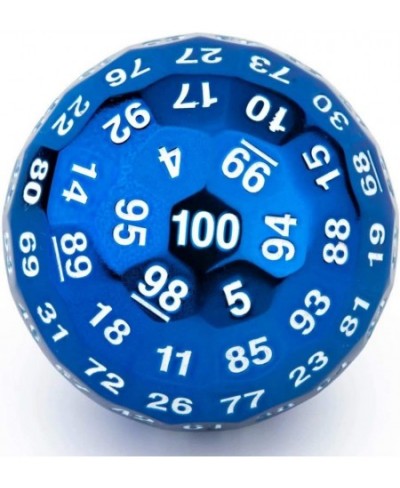 Single 100 Sided Polyhedral Metal Zinc Alloy Dice D100 dice Dungeon Solid Blue Color with White Numbering (50mm) $75.86 - Gam...