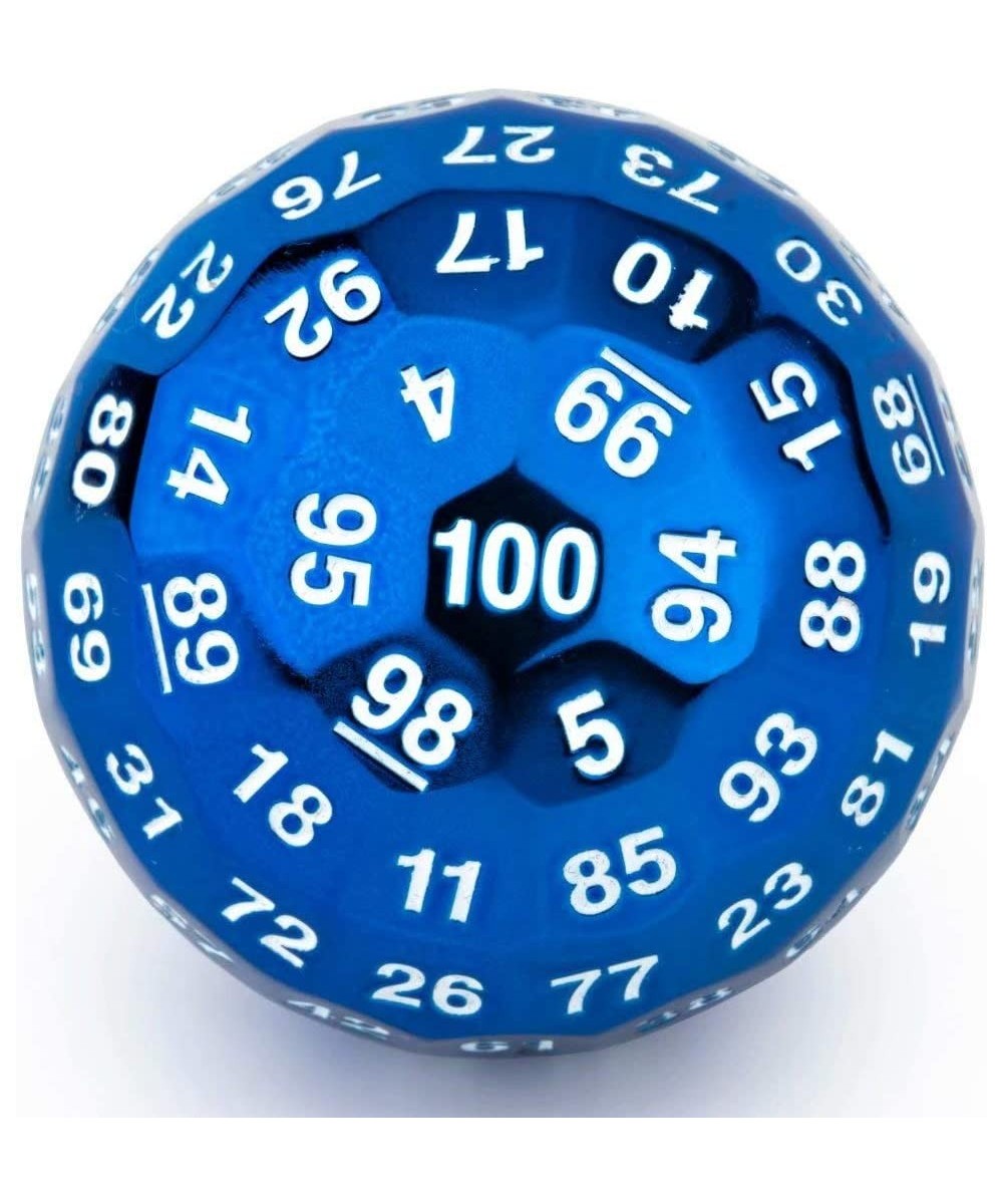 Single 100 Sided Polyhedral Metal Zinc Alloy Dice D100 dice Dungeon Solid Blue Color with White Numbering (50mm) $75.86 - Gam...