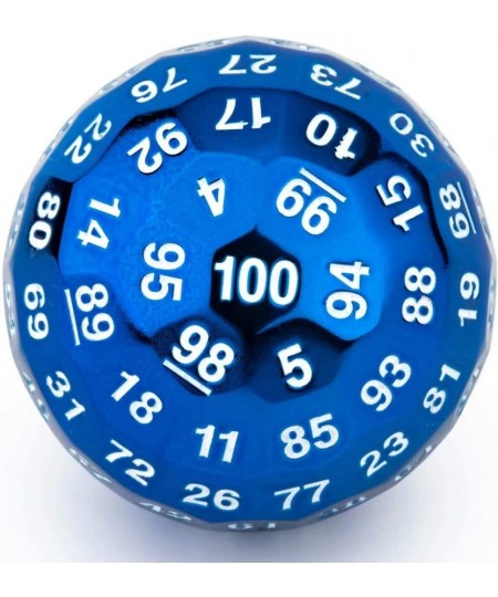 Single 100 Sided Polyhedral Metal Zinc Alloy Dice D100 dice Dungeon Solid Blue Color with White Numbering (50mm) $75.86 - Gam...