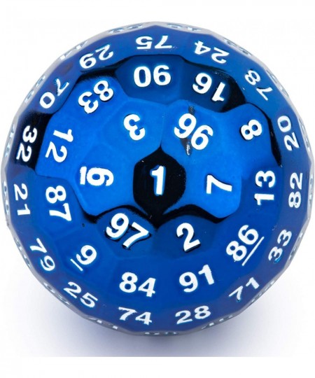 Single 100 Sided Polyhedral Metal Zinc Alloy Dice D100 dice Dungeon Solid Blue Color with White Numbering (50mm) $75.86 - Gam...