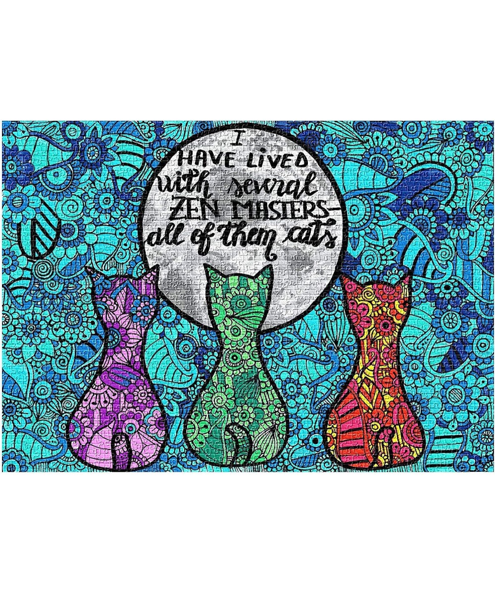 Zen Cats in Flowers Unique Colorful Hard Jigsaw Puzzles 1000 Pieces Large 27'' x 20'' $34.03 - Jigsaw Puzzles