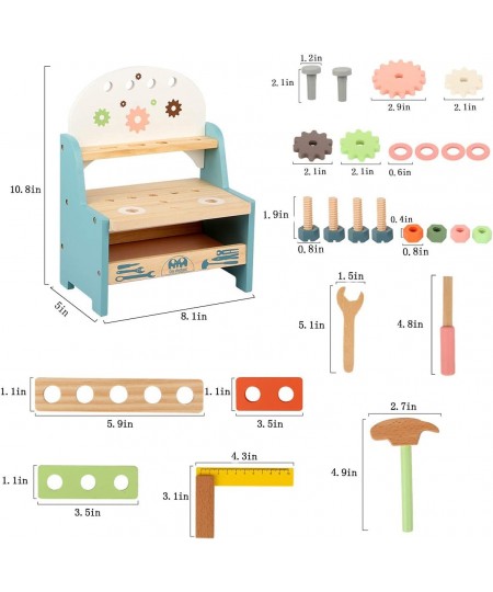 Mini Tool Bench for Kids Toddlers Wooden Tool Workbench Set Construction Workshop Pretend Play Toy Gift for 3 4 5 Years Old B...