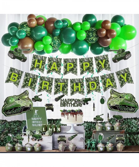 Army Party Decorations Army Birthday Party Supplies Kit Army Decorations For Party Army Banner Cake Topper Swirls Camouflage ...