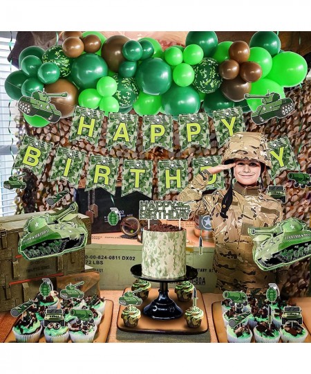 Army Party Decorations Army Birthday Party Supplies Kit Army Decorations For Party Army Banner Cake Topper Swirls Camouflage ...