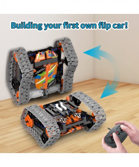 6 in 1 STEM Building Toys Gifts for Age 6 7 8 9 10 11 12 Years Old Kids Boys Girls Remote Control Flip Car Tank Truck Robot B...