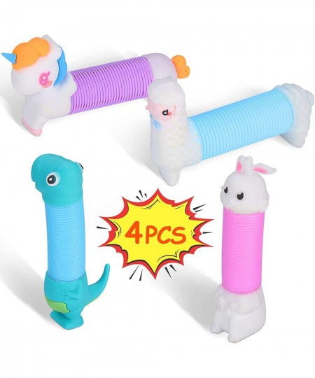 Sensory Toys New Pop Tubes Unicorn Dinosaur Bunny and Alpaca Fidget Toys Fine Motor Skills Fidget Pack 4Pcs Toddler Toys Kids...