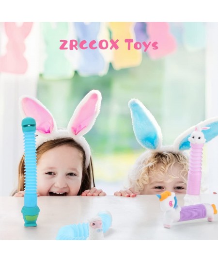 Sensory Toys New Pop Tubes Unicorn Dinosaur Bunny and Alpaca Fidget Toys Fine Motor Skills Fidget Pack 4Pcs Toddler Toys Kids...