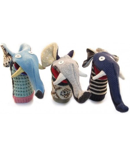 One of A Kind Wool Puppet Set - Elephant Moose Cat - Special Pricing - Made in Canada $82.16 - Hand Puppets