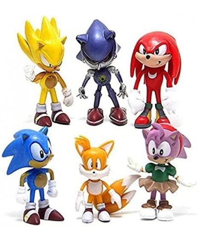 Sonic the Hedgehog Action Figures - 6-Pack Collectible with Brooch- Highly Detailed Design For Kids & Collectors- Includes So...