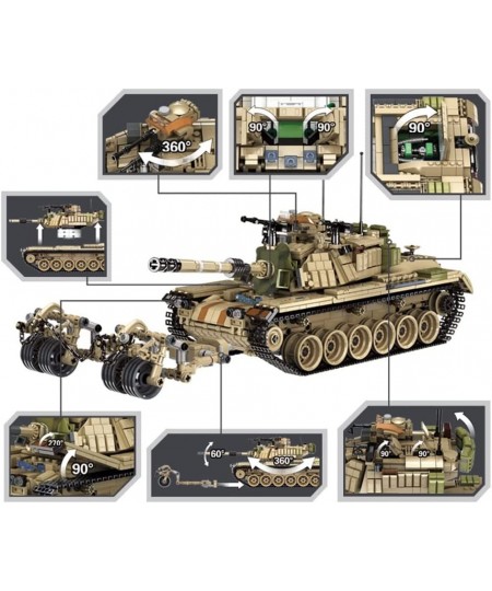 M60 Magach Tank Building Block(1753 PCS) WW2 Military Historical Collection Tank Model with 6 Soldier Figures Toys Gifts for ...