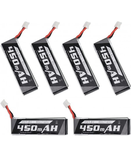 EMAX 6pcs 450mAh 1S LiPo Battery 3.8V HV 85C LiHV Batteries with PH2.0 Compatible for 1S Racing Drone Quadcopter EMAX TinyHaw...