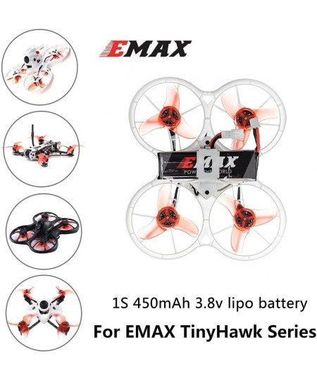 EMAX 6pcs 450mAh 1S LiPo Battery 3.8V HV 85C LiHV Batteries with PH2.0 Compatible for 1S Racing Drone Quadcopter EMAX TinyHaw...