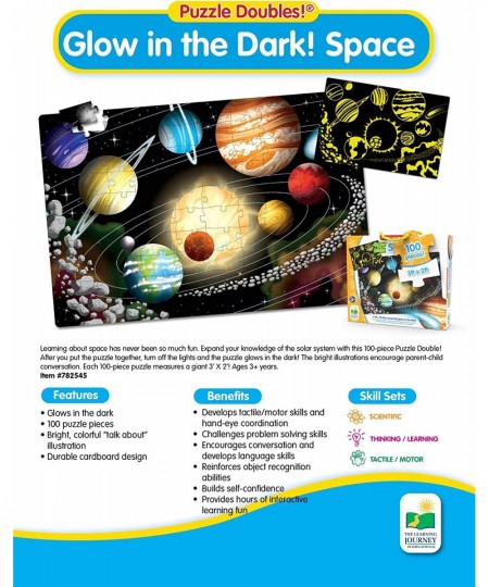 Puzzle Doubles Glow in the Dark - Space - 100 Piece Glow in the Dark Puzzle Space Puzzles For Kids Ages 4-8 Solar System Puzz...