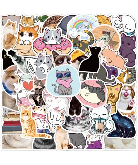 Cute Kitten Stickers 50 Pcs Cats Laptop Stickers Pack Cool Vinyl Waterproof Sticker for Pad MacBook Car Snowboard Bicycle Lug...