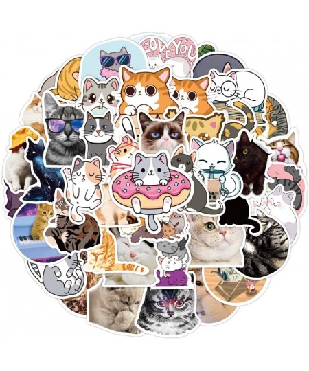 Cute Kitten Stickers 50 Pcs Cats Laptop Stickers Pack Cool Vinyl Waterproof Sticker for Pad MacBook Car Snowboard Bicycle Lug...