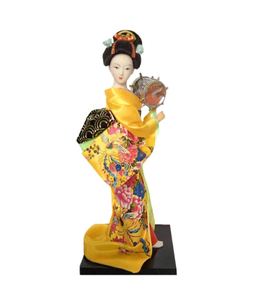 Japanese Lovely Geisha Figurines Dolls with Beautiful Kimono New House Office Decoration Miniatures Birthday Gift Yellow $26....