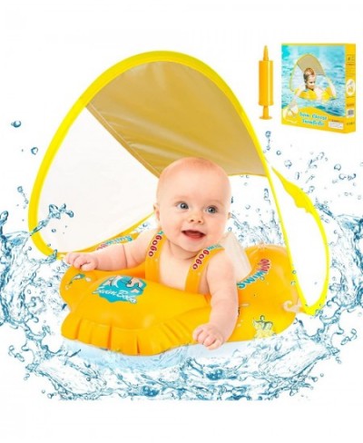 Inflatable Baby Swimming Pool Float with Canopy No Flip Over Pool Float for Kids with Removable UPF 50+ UV Sun Protection Can...