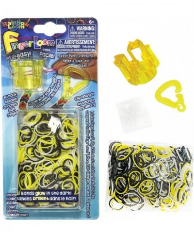 Rainbow Loom® Yellow Finger Loom™ Featuring 600 Assorted GLOW Rubber Bands and a Yellow Finger Loom and Clip Great for Boys a...