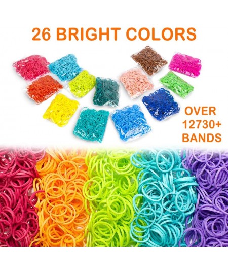 12730+ Loom Rubber Bands Refill Kit in 26 Color with 7 Layers Stackable Storage Container 500 Clips 6 Hooks Premium Bracelet ...