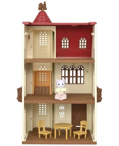 Red Roof Tower Home 3 Story Dollhouse Playset with Figure Furniture and Accessories $106.12 - Dollhouses