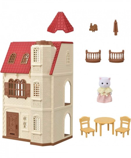 Red Roof Tower Home 3 Story Dollhouse Playset with Figure Furniture and Accessories $106.12 - Dollhouses